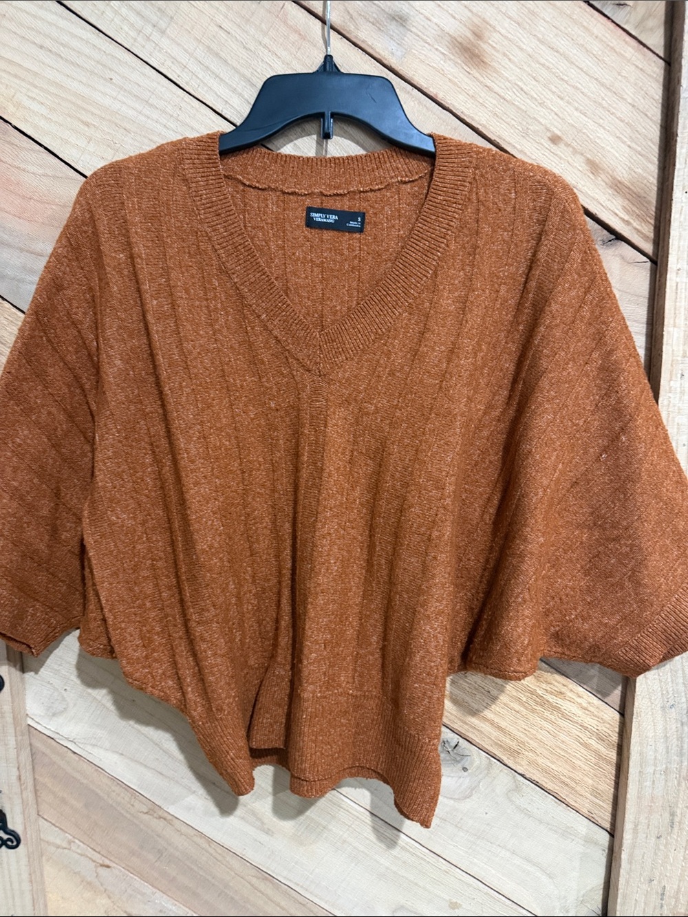 Simply Vera Vera Wang V-Neck Sweater in Rust Orange